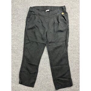 Ten Tree Pants Women's Medium Black Pull On Crop Pleated Pockets Straight Leg
